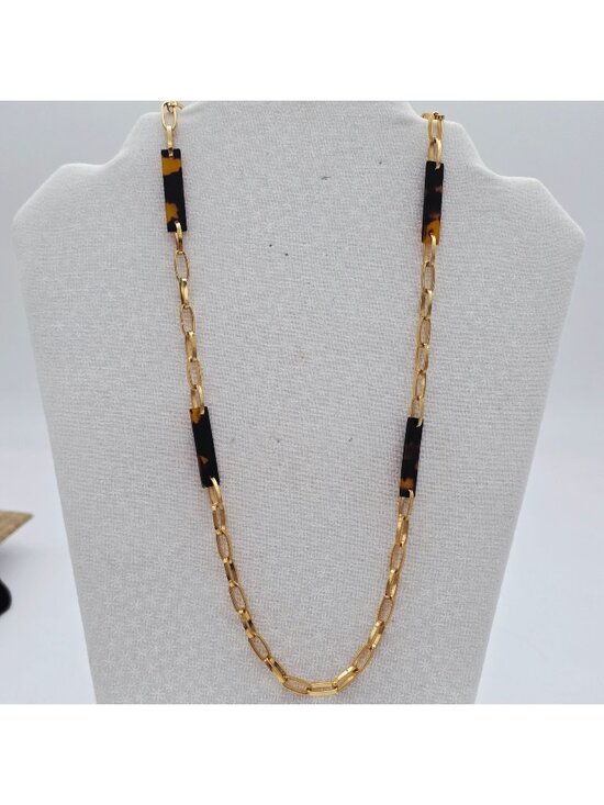 Napier Jewelry - Napier Tortoise Shell & Gold-Tone Chain Link Necklace 32" Adjustable
